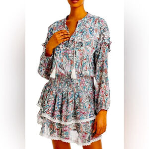 Aqua Multicolor Paisley dress WHITE MULTI Women's Paisley Smocked Waist